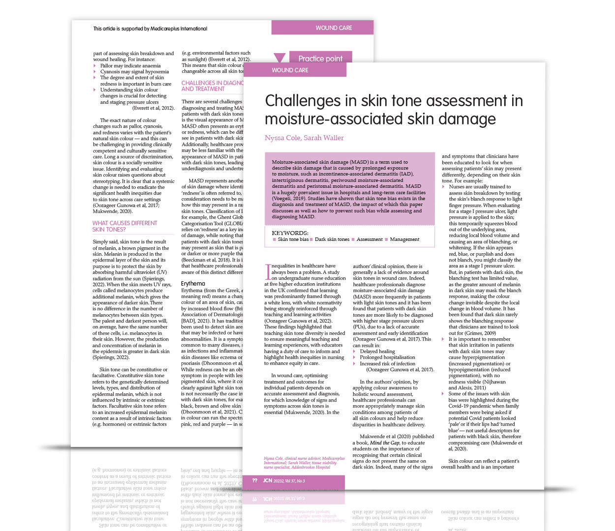Challenges in skin tone assessment in moisture-associated skin damage