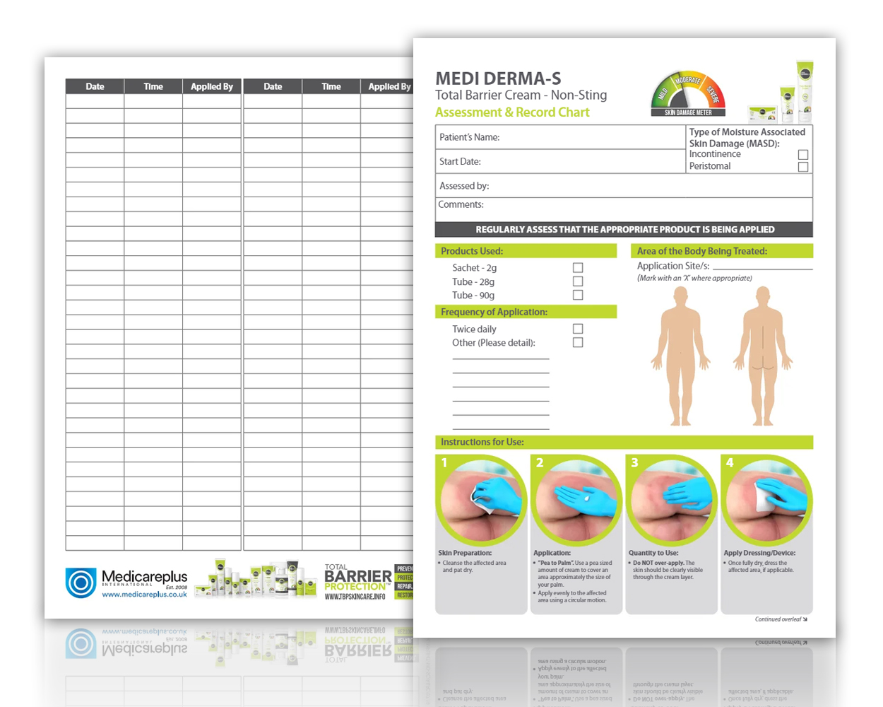 Medi Derma-S Barrier Cream - Assessment and Record Chart