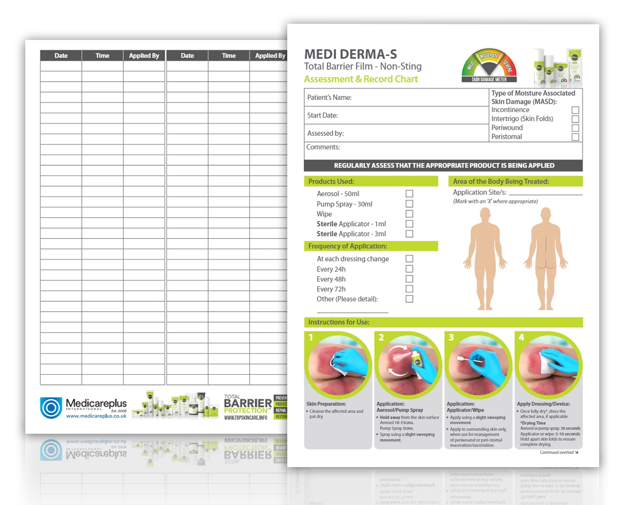 Medi Derma-S Barrier Film - Assessment and Record Chart